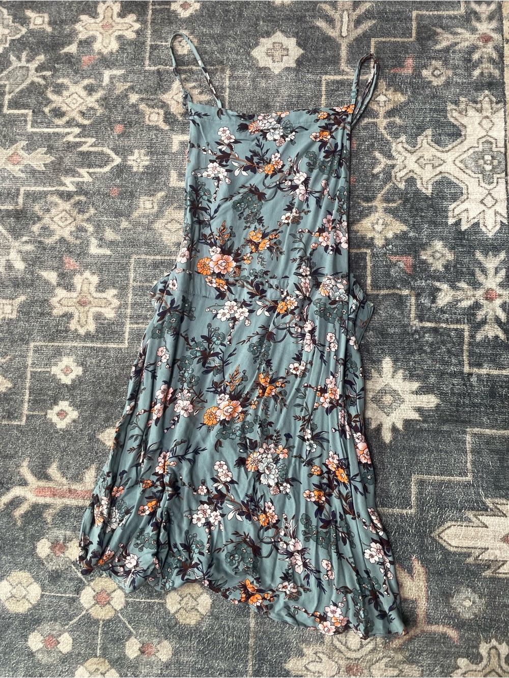 American Eagle Outfitters Teal Floral Mini Sundress